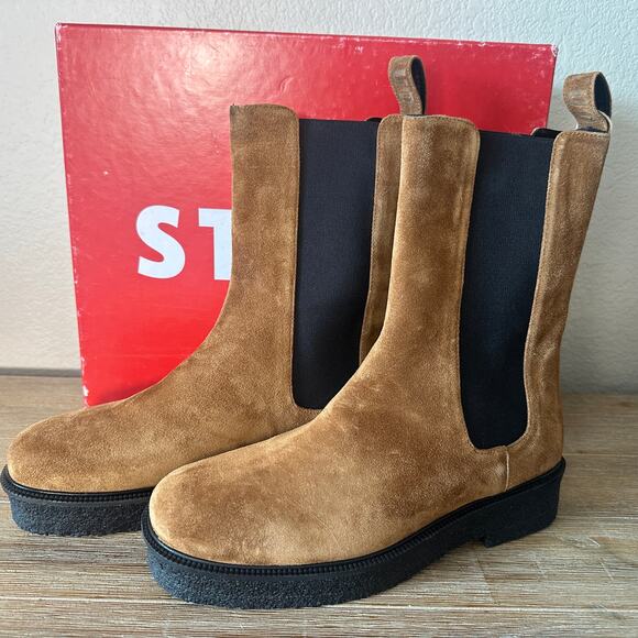 STAUD Shoes - Staud Brown Suede Chelsea Palomino Boots, Mid Shaft, Quiet Luxury, size 40 NIB